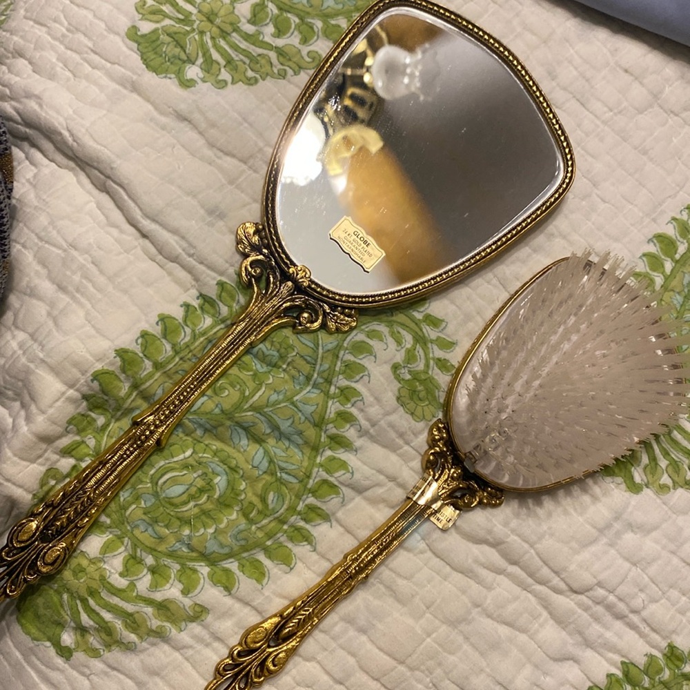 Vanity set (mirror & brush)